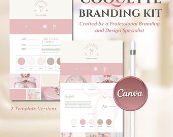 Kit de marca Coquette: Plantillas de logotipos rosas elegantes (Canva)