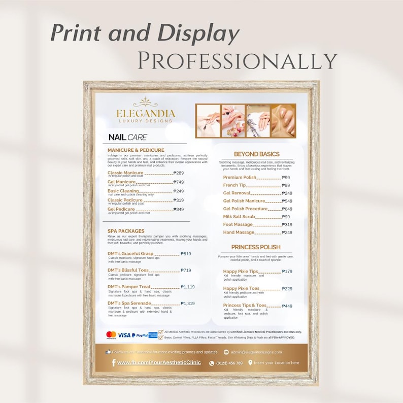 Editable Med Spa Price List Template Services Menu Canva Template