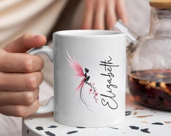 Personalized Birth Flower Coffee Mug, Custom Floral Gift