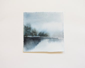 Coastal Mist vol I Original Watercolor Painting Small Abstract Landscape