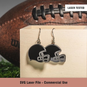 SVG Digital Laser Cut File - Birthday Gift - Football Earrings - Helmet Earrings - Game Day Earrings Laser File - Super Bowl Helmet SVG