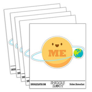Earth Revolves Around You Me Funny Planet Sun Waterproof Vinyl Phone Tablet Laptop Water Bottle Car Window Bumper Decal Sticker Set - 5 Pack
