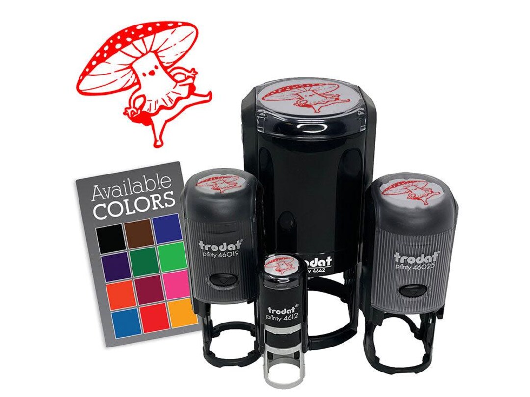 Happy Mushroom Frilled Gill Skirt Cottage Core Self-inking Rubber Stamp ...