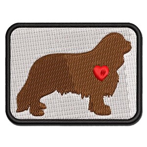 Cavalier King Charles Spaniel Dog with Heart Multi-Color Embroidered Iron-On or Hook & Loop Patch Applique