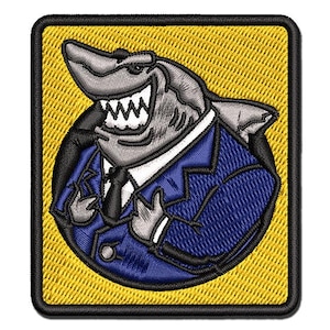 Lawyer Loan Shark in a Business Suit Multi-Color Embroidered Iron-On or Hook & Loop Patch Applique