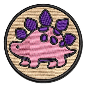 Baby Nursery Stegosaurus Dinosaur Multi-Color Embroidered Iron-On or Hook & Loop Patch Applique
