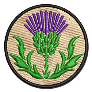 Scottish Thistle Multi-Color Embroidered Iron-On or Hook & Loop Patch Applique