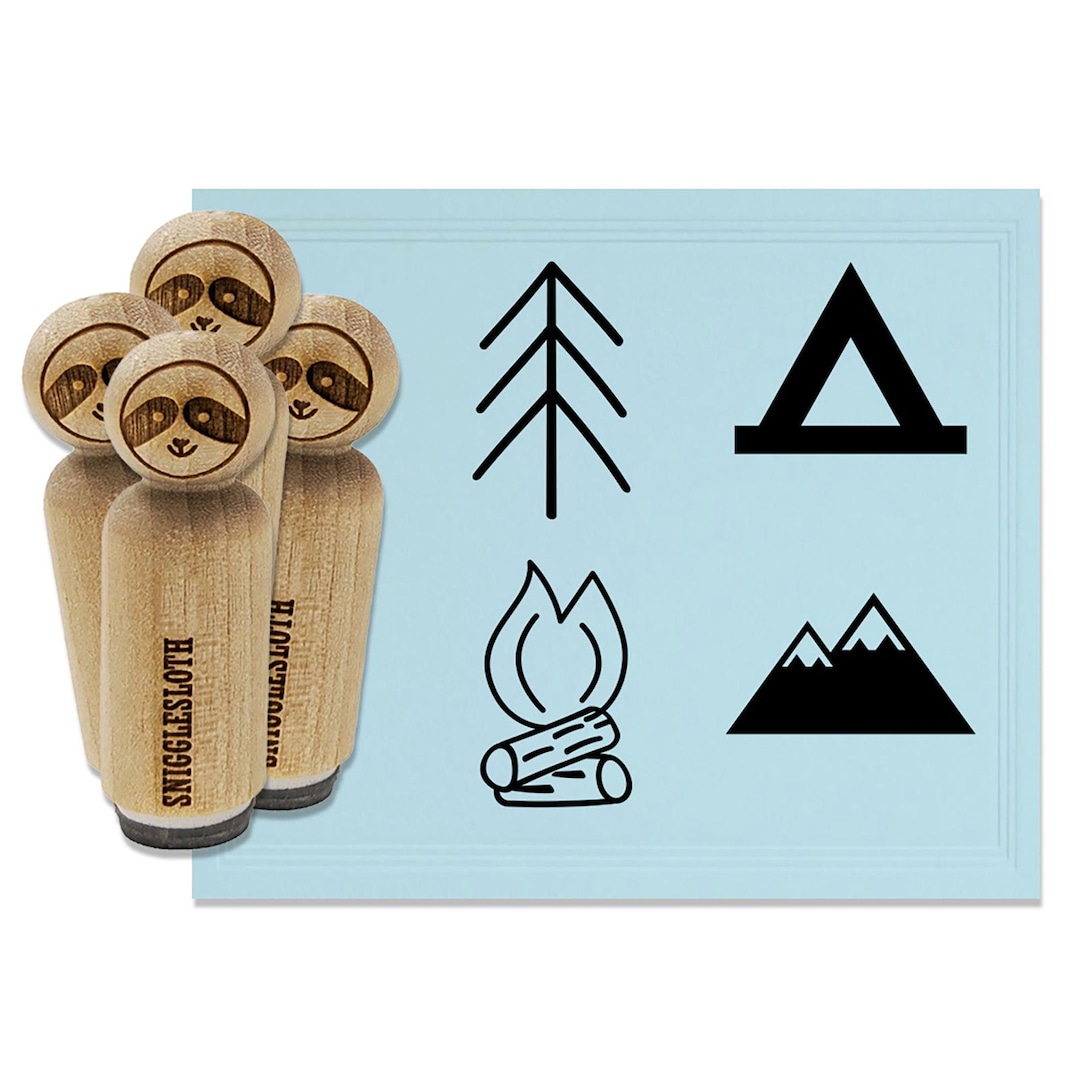 Camping Tent Tree Mountains Camp Fire Rubber Stamp Set for Stamping ...