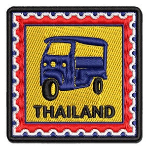 Thailand Travel Tuk-Tuk Vehicle Multi-Color Embroidered Iron-On or Hook & Loop Patch Applique