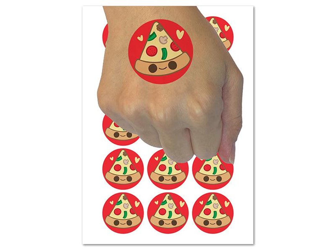 Deliciously Kawaii Chibi Pizza Slice Temporary Tattoo Water Resistant ...