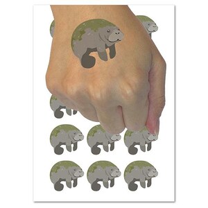 Cute Chubby Manatee Temporary Tattoo Water Resistant Fake Body Art Set ...