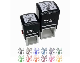 Mermaid Tail Swimming with Bubbles Ocean Sea Self-Inking Rubber Stamp Ink Stamper.