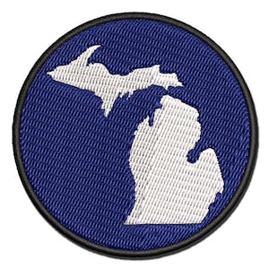 Michigan State Silhouette Multi-Color Embroidered Iron-On or Hook & Loop Patch Applique