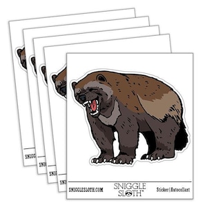 Realistic Snarling Wolverine Animal Waterproof Vinyl Phone Tablet Laptop Water Bottle Car Window Bumper Decal Sticker Set - 5 Pack