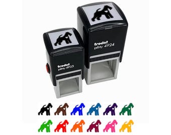 Wire Hair Fox Terrier Dog with Heart Self-Inking Rubber Stamp Ink Stamper
