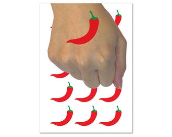 Chili Pepper Southwestern Temporary Tattoo Water Resistant Fake Body Art Set Collection (1 Sheet)