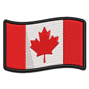 Canada with Waving Flag Cute Multi-Color Embroidered Iron-On or Hook & Loop Patch Applique