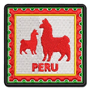 Peru Travel Vicunas Llamas Alpacas Guanacos Multi-Color Embroidered Iron-On or Hook & Loop Patch Applique