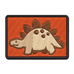 Cute Dinosaur Spiked Stegosaurus Multi-Color Embroidered Iron-On or Hook & Loop Patch Applique