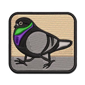 Strutting Common Rock Pigeon Bird Multi-Color Embroidered Iron-On or Hook & Loop Patch Applique