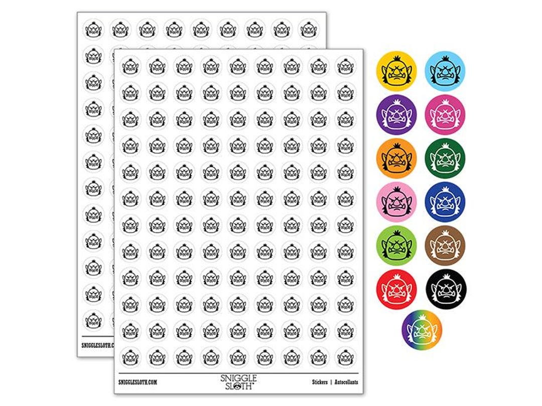 Orc Male Character Face 200+ 0.50 Inch Round Stickers - Etsy