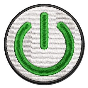 Power Button Symbol On Off Multi-Color Embroidered Iron-On or Hook & Loop Patch Applique