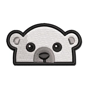 Peeking Polar Bear Multi-Color Embroidered Iron-On or Hook & Loop Patch Applique