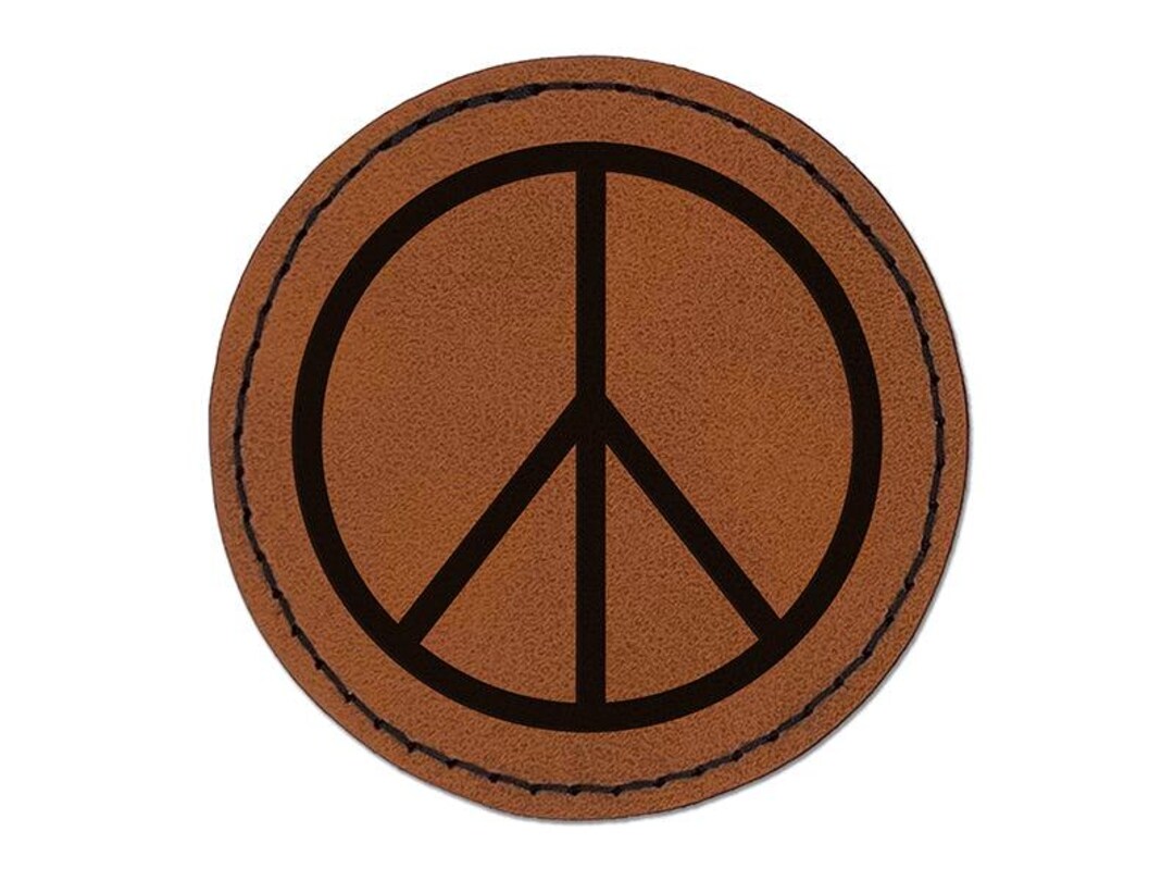 Peace Sign Round Iron-on Engraved Faux Leather Patch Applique 2.5 - Etsy