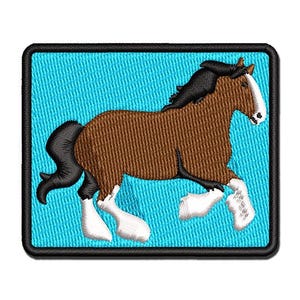 Mighty Clydesdale Horse Multi-Color Embroidered Iron-On or Hook & Loop Patch Applique