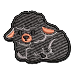 Black Sheep Lamb Baby Sitting Multi-Color Embroidered Iron-On or Hook & Loop Patch Applique