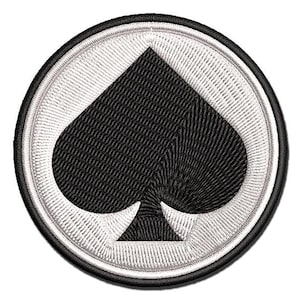 Card Suit Spades Multi-Color Embroidered Iron-On or Hook & Loop Patch Applique