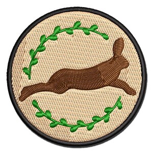 Leaping Jack Rabbit Silhouette Multi-Color Embroidered Iron-On or Hook & Loop Patch Applique