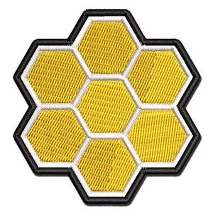 Bee Honeycomb Solid Multi-Color Embroidered Iron-On or Hook & Loop Patch Applique