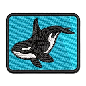 Majestic Orca Killer Whale Multi-Color Embroidered Iron-On or Hook & Loop Patch Applique
