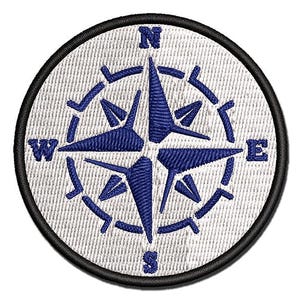 Vintage Nautical Compass Rose Multi-Color Embroidered Iron-On or Hook & Loop Patch Applique