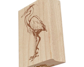 Great Blue Heron Tall Water Bird Rectangle Rubber Stamp for Stamping Crafting