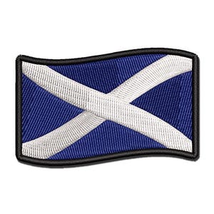 Scotland with Waving Flag Cute Multi-Color Embroidered Iron-On or Hook & Loop Patch Applique