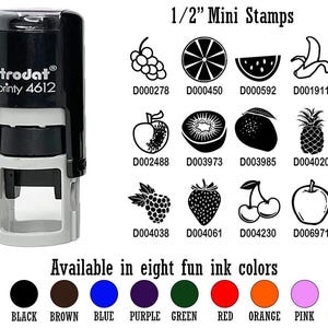 Fruits Strawberry Banana Apple Grapes Peach 1/2" Self-Inking Rubber Stamp Ink Stamper