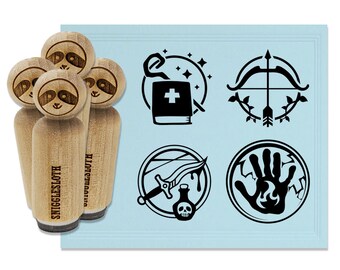 RPG Gaming Rogue Ranger Cleric Wizard Rubber Stamp Set for Stamping Crafting Planners