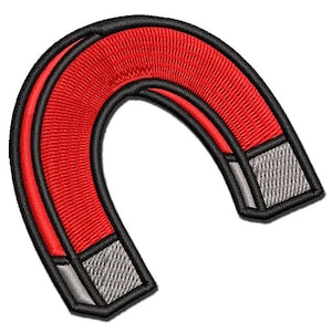 Horseshoe Magnet Magnetic Symbol Multi-Color Embroidered Iron-On or Hook & Loop Patch Applique