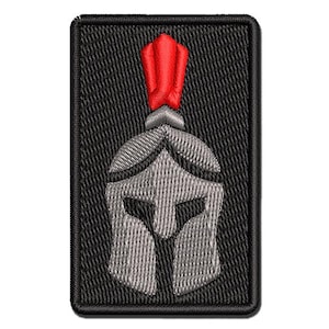 Ancient Greek Roman Spartan Helmet Front Multi-Color Embroidered Iron-On or Hook & Loop Patch Applique