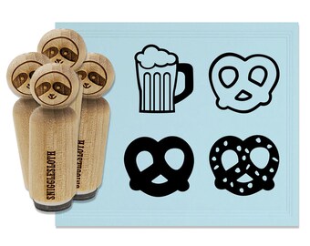 Oktoberfest German Soft Pretzel Beer Stein Rubber Stamp Set for Stamping Crafting Planners