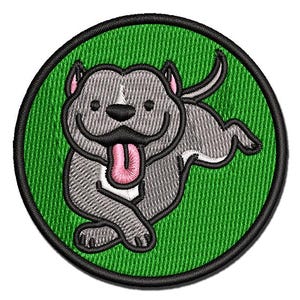 Pit Bull Happy Laying Down Dog Multi-Color Embroidered Iron-On or Hook & Loop Patch Applique