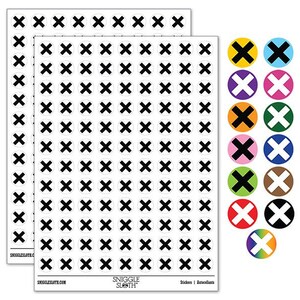 Multiplication Multiply Cross X Math Symbol 200+ 0.50 inch Round Stickers