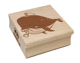 Captain Whale of the Salty Sea Square Rubber Stamp for Stamping Crafting