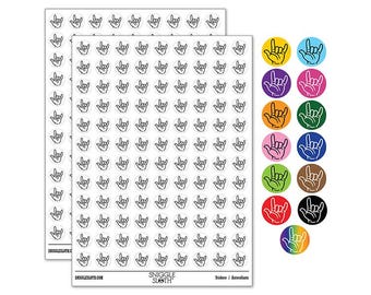 I Love You Hand Sign Language 200+ 0.50&quot; Round Stickers