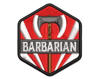 RPG Class Barbarian Games Fantasy Gaming Multi-Color Embroidered Iron-On or Hook & Loop Patch Applique