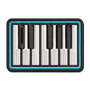 Piano Keys Octave Multi-Color Embroidered Iron-On or Hook & Loop Patch Applique