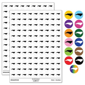 North Carolina State Silhouette 200+ 0.50 inch Round Stickers