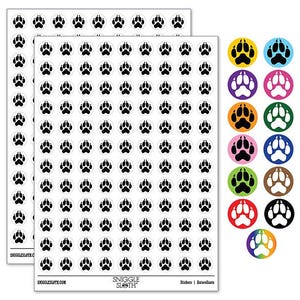 Wolf Coyote Paw Print 200+ 0.50 inch Round Stickers